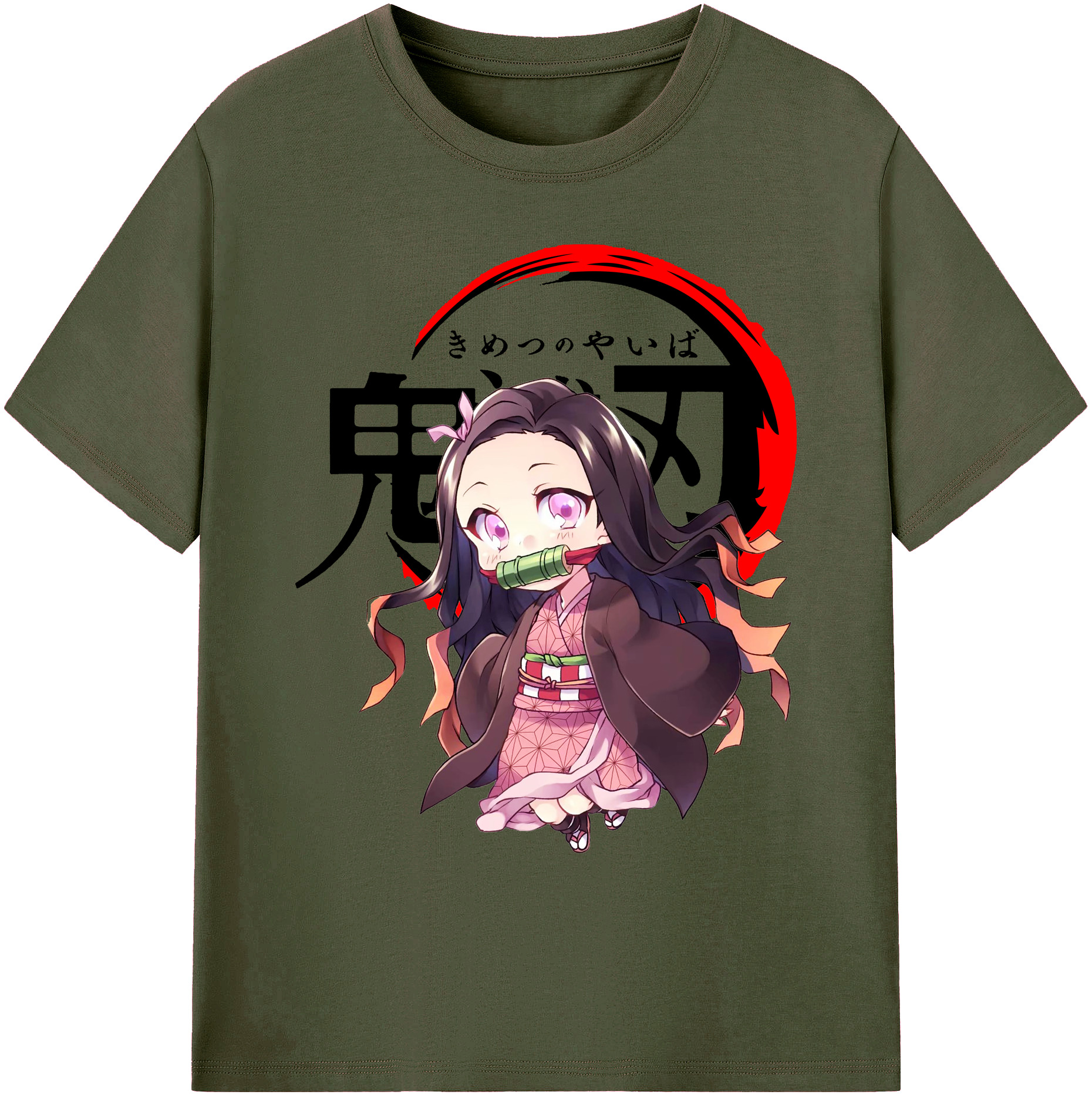 （画像用） 鬼滅の刃（きめつのやいば）竈門 禰󠄀豆子／かまど ねずこ Kamado Nezuko 綿100％ メンズ半袖Tシャツ｜肌触りやわらか＆通気性